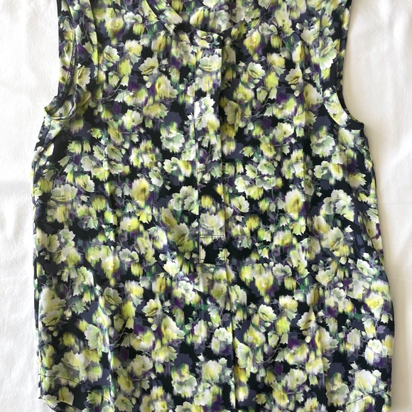 J CREW NWT WOMENS SLEEVELESS TOP PURPLE GREEN BLACK YELLOW FLORAL PRINT SILK - Picture 6 of 15